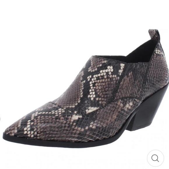 Vince Camuto Jetera Snake-Embossed Leather Bootie Shoes Size 8